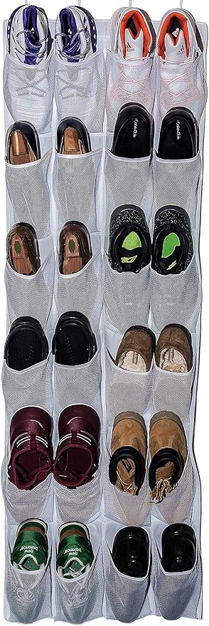 Roomganize Large Shoe Organizer, Sneaker Rack, for Men's Big Shoes (White)