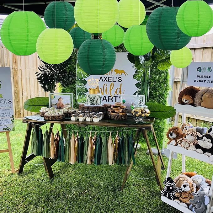 BEISHIDA 12 Pcs Forest Mix Paper Lanterns,Hanging Decorative Chinese Japanese Round Paper Lantern Lamp for Birthday Wedding Baby Bride Shower Home Party Decoration