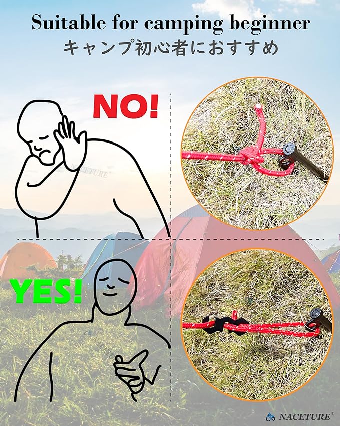 NACETURE Aluminum Alloy Rope Tensioner Tent Guyline Cord Adjuster for Camping, Hiking, Backpacking