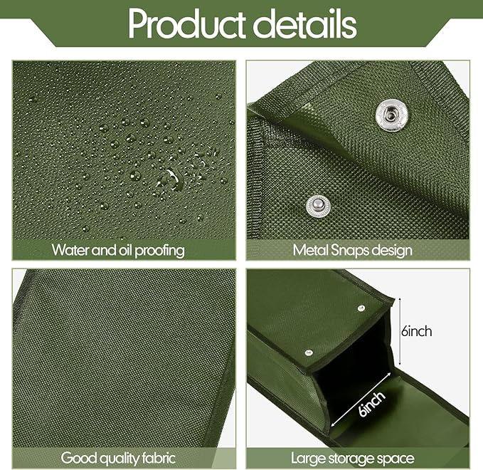 Grill Utensil Storage Bag BBQ Tool Storage Bags Barbecue Hardware Tool BBQ Utensil Holder Pouch Oxford Cloth Accessory Foldable for Camping Hiking(2 Pcs,Army Green)