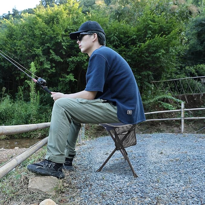 REDCAMP Folding Camping Chair for Spectator Portable, Lightweight 3 Legged Tripod Camping Stools for Adults Fishing Backpacking Hunting, 17 Inch Tall, Blue