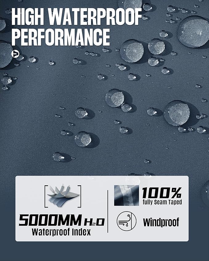 33,000ft Men's Packable Rain Jacket Waterproof Lightweight Raincoat Rain Shell with Hood for Outdoor Hiking Golf Travel