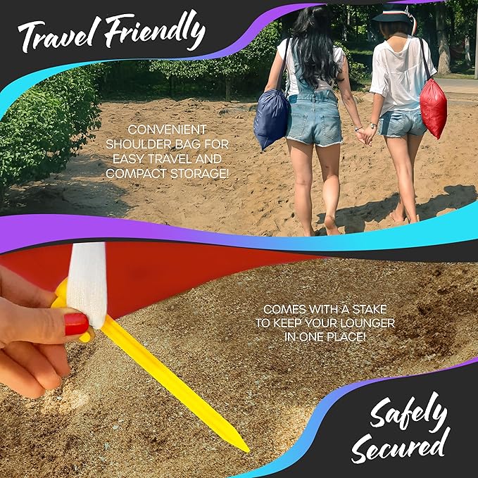 Nevlers 2 Pack Inflatable Loungers Air Sofa Couch | Perfect for Beach Chair Camping Chairs or Portable Hammock |Travel Bag Pouch, Pegs & 3 Pockets| Movie Seating & Camping Accessories Blow Up Lounger