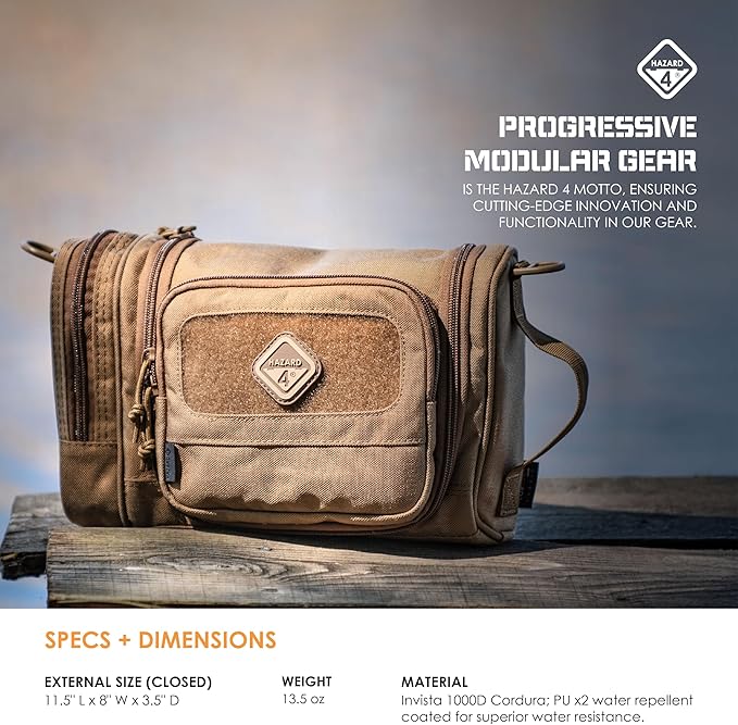 HAZARD 4 Reveille: Rugged Grooming Kit/Heavy-Duty Toiletry Bag - Black, 11.8 x 8.3 x 4.7 inches