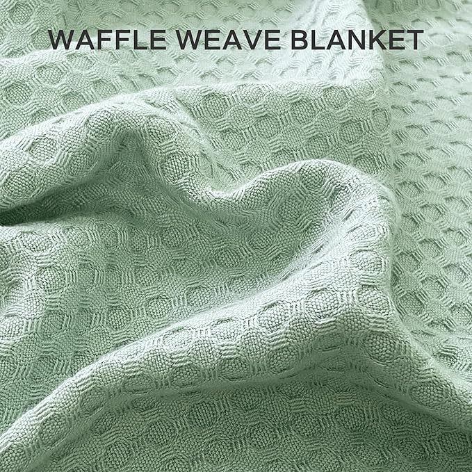 AmyHomie Cooling Blanket Queen Size, 100% Rayon Derived from Bamboo,Cool Summer Blanket for Hot Sleepers Soft Comfy Waffle Lightweight Blankets for All Seasons(90×90in,Sage Green)