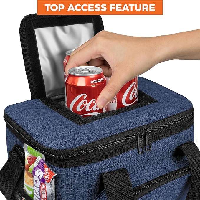 OPUX Soft Cooler Bag, Insulated Collapsible Lunch Cooler Tote for Men Work Camping Beach Travel, Portable Soft Sided Leakproof Waterproof Large Lunch Bag Box with Shoulder Strap 24 Cans, Heather Navy