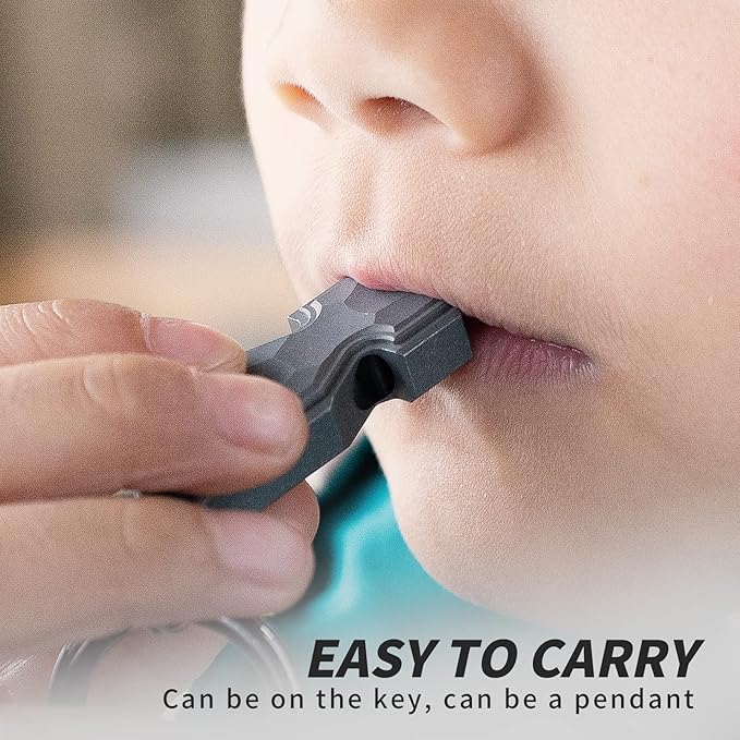 TISUR Titanium Emergency Whistle,EDC Safety Whistles Necklace Loud up to 120db,Survival Whistles for Survival,Hiking,Camping,Pets Training