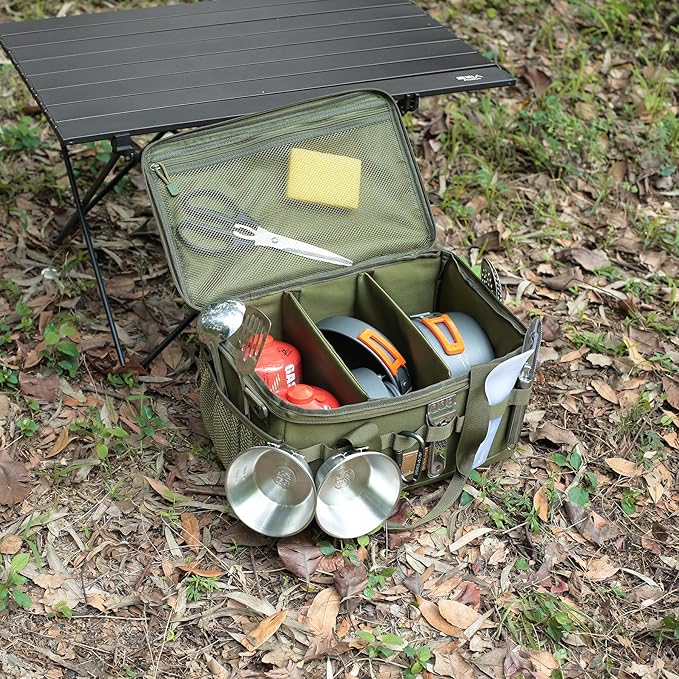 Tactical Camping Storage Bag 18L Tactical Utility Tote Bag Camping Cookware Organizer Trunk Organizer (Army Green)