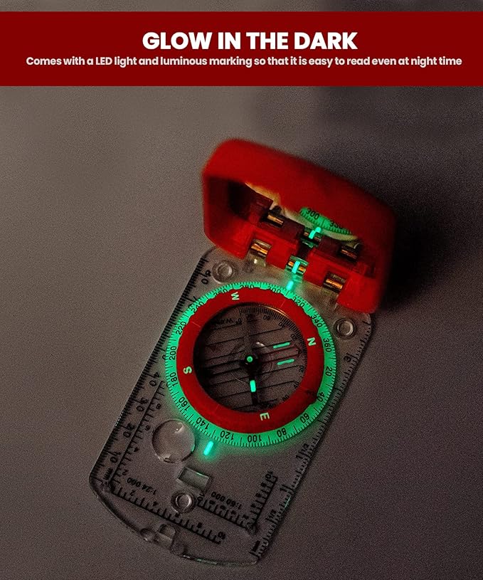 Boy Scout Sighting Compass - Adjustable Declination Mirror, Compass Base Plate, Orienteering & Hiking Navigation - Military Grade, Backpacking & Camping Tool