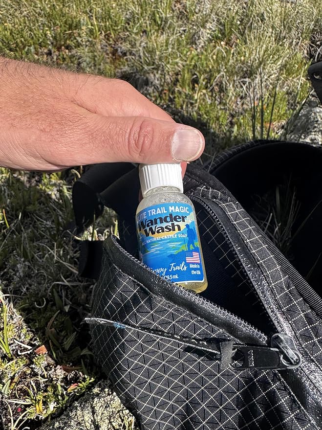 Elite Trail Magic- Wander Wash Biodegradable Castile Soap – Ultralight 1 oz Concentrated Liquid Soap for Camping, Travel & Backpacking – All Purpose, Unscented, Made in USA