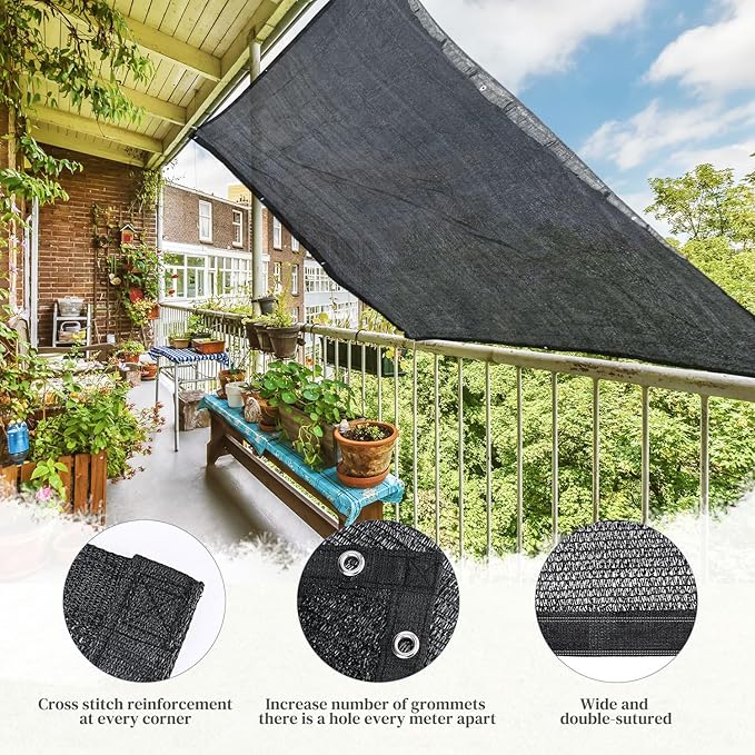 50% Shade Cloth for Garden, 6.5 x 10 FT Sun Shade Mesh Tarp with Reinforced Grommets, Durable HDPE Material Outdoor Shade Cloth for Plants, Greenhouse, Pergola and Backyard Patio Sunshade