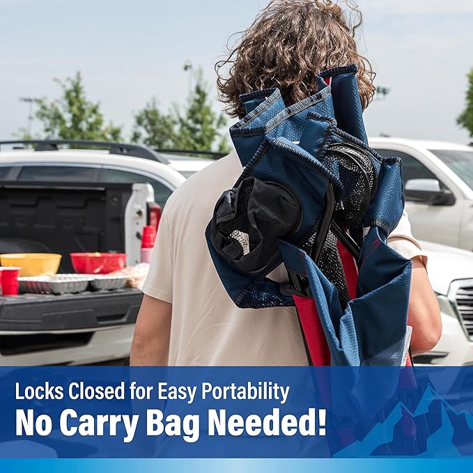 Kijaro Dual Lock Pro NFL Sports Fan Folding Chair, 26" L x 35.5" W x 37" H, New England Patriots