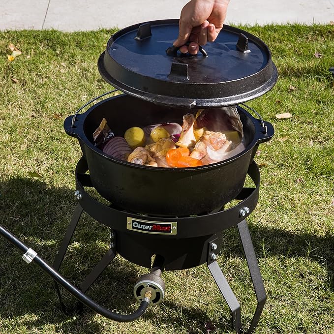 Propane Burner Outdoor Gas Burner for Cooking with Regulator and Cast Iron Braided Holes (single)