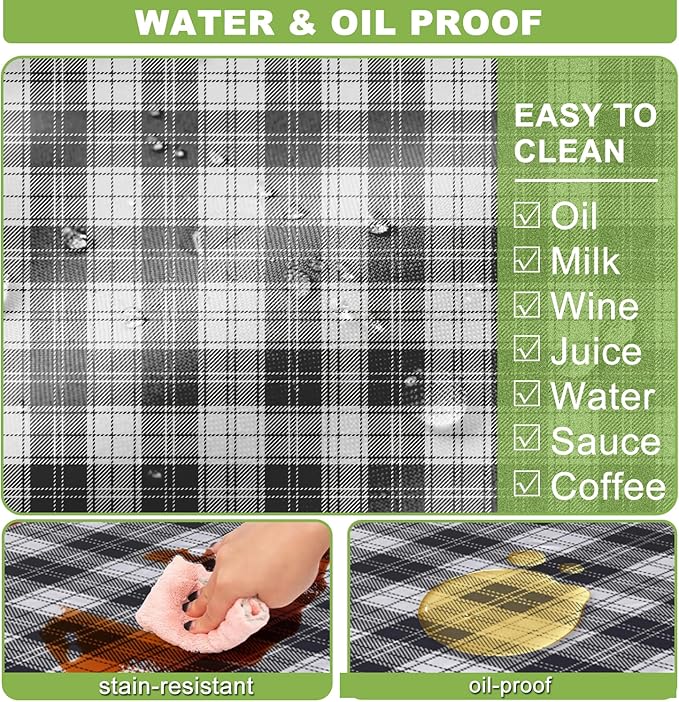 Fitted Picnic Table Cover with Bench Covers Waterproof Elastic Edges Rectangle Patio Tablecloth Outdoor Camping Essentials Stuff Rv Accessories Summer Trip Travel Camper Gifts for Woman Men, 72in 6 ft