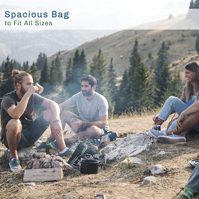 Sleeping Bag - Lightweight Envelope-Style 32F Rated Outdoor Sleeping Bag with Hood and Carry Case for Backpacking, Camping and Hiking by Wakeman (Navy)