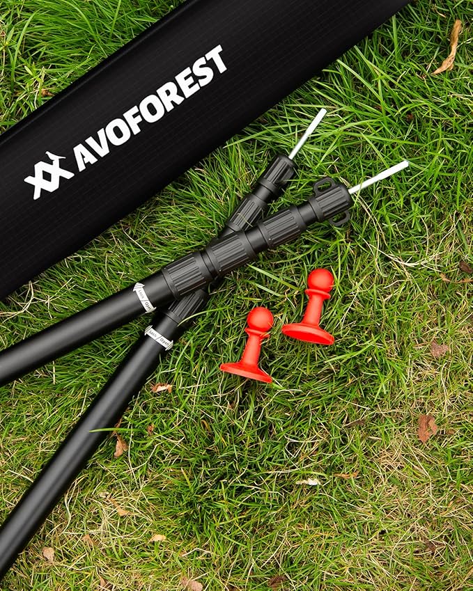Tarp Poles Heavy Duty Adjustable, AVOFOREST Aviation Aluminum 8.7FT Tent Poles Lengthen and Thicken with Protection Cap Awning Poles Set of 2 for Hiking