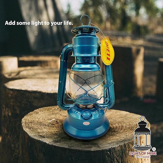 Light of Mine - Dietz #30 Little Wizard Blue Oil Lantern with 5/8" Replacement Wick Strips (Blue)