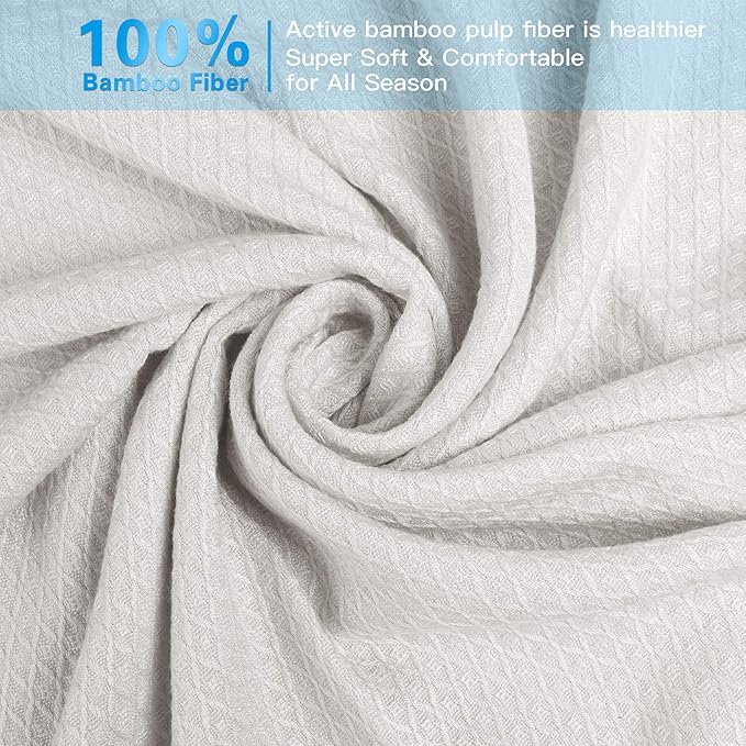 AmyHomie Cooling Blanket Queen Size, 100% Rayon Derived from Bamboo, Ultra-Cool Summer Blanket for Hot Sleepers, Breathable Soft Lightweight Blankets for All Seasons(Light Gray, 90×90in)
