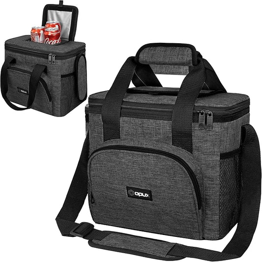 OPUX Soft Cooler Bag, Insulated Collapsible Lunch Cooler Tote for Men Work Camping Beach Travel, Portable Soft Sided Leakproof Waterproof Large Lunch Bag Box with Shoulder Strap 24 Cans, Charcoal Gray