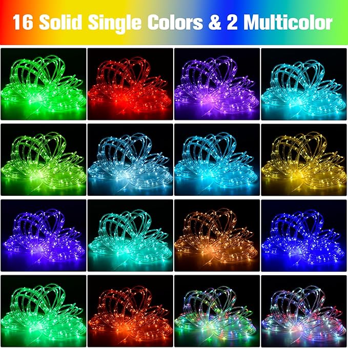 164Ft Rope Lights Outdoor, 500 LEDs 18 Colors Changing String Lights Plug in with Remote, IP68 Waterproof Twinkle Fairy Light Rope Lighting Indoor for Bedroom Patio Christmas Halloween Decor