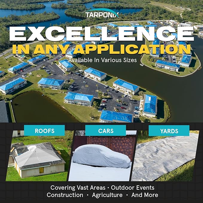 30' x 50' Dual-Sided Heavy-Duty Tarp – 10 Mil Tear-Resistant Green & Black Cover with Reinforced Edges and Anti-Rust Grommets