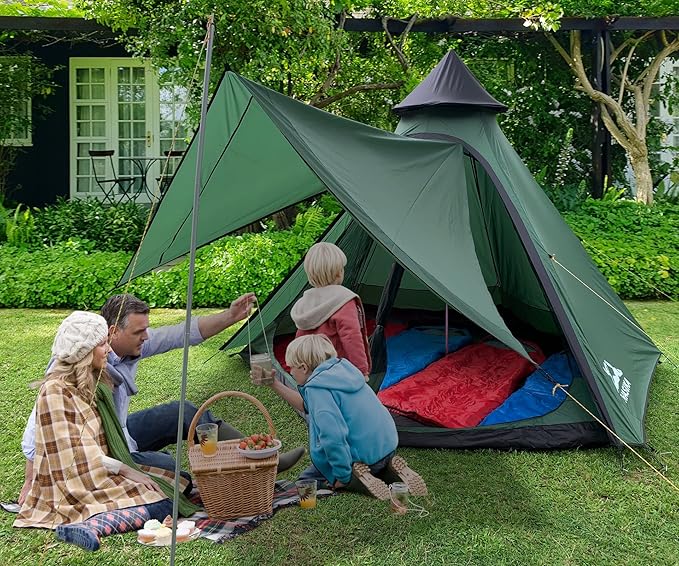 Camping Tent 2-4 Person Screen Tent Double Layer with Floor Waterproof Windproof 4 Season Large Space 12x10x8ft Outdoor Family Event