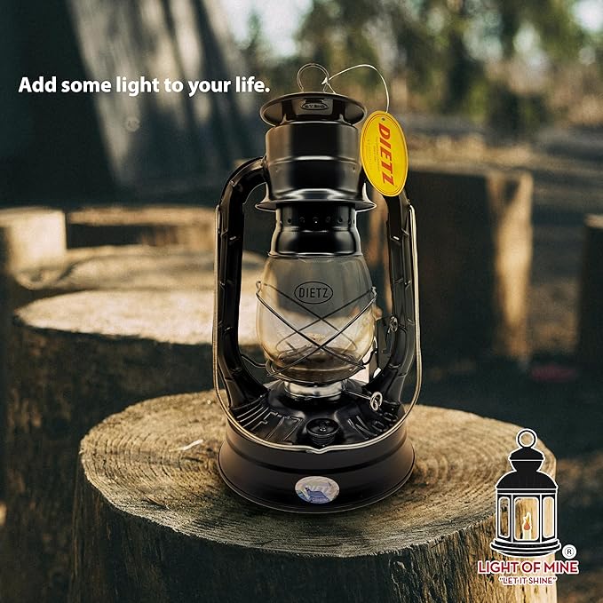 Light of Mine - Dietz #08 Air Pilot Black Oil Lantern with 7/8" Replacement Wick Strips (Black)