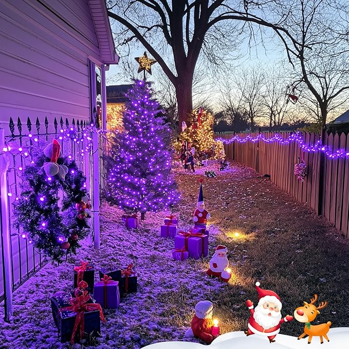 JMEXSUSS 250 LED Halloween String Lights, 91.5ft Purple Halloween Lights Outdoor Waterproof, 8 Lighting Modes Connectable Christmas Tree Light for Yard Patio Party Holiday Decorations
