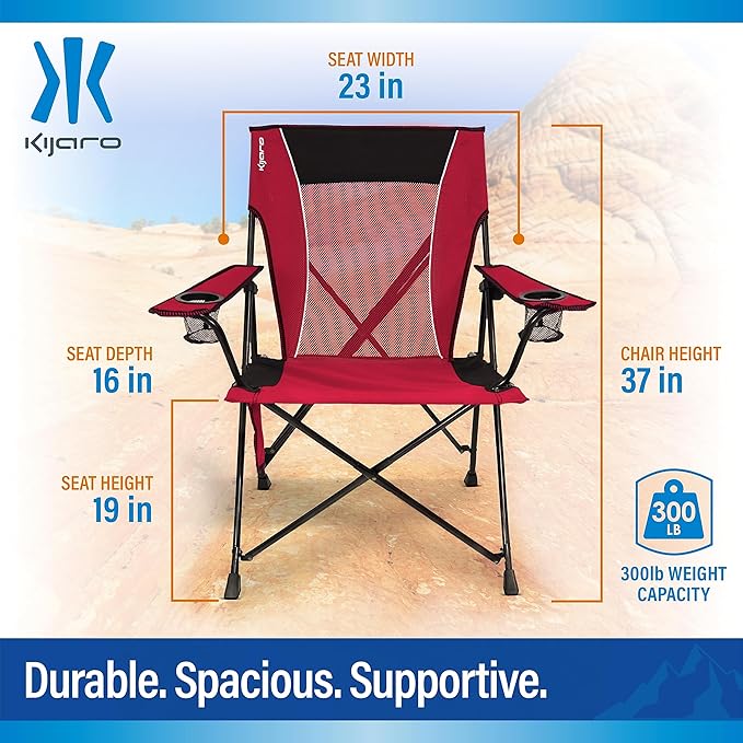 Kijaro Dual Lock Portable Camping Chairs - Versatile Folding Chair, Sports Chair, Outdoor Chair & Lawn Chair - Dual Lock Feature Red Rock Canyon