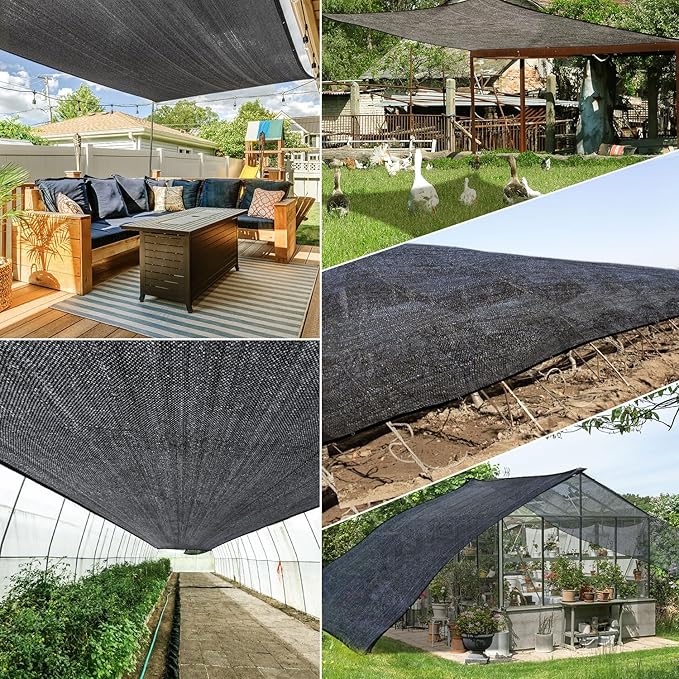 Garden 50% Shade Cloth, 14 x 20 FT Sun Shade Mesh Tarp with Reinforced Grommets, Durable HDPE Material Outdoor Shade Cloth for Plants, Greenhouse, Pergola and Backyard Patio Sunshade