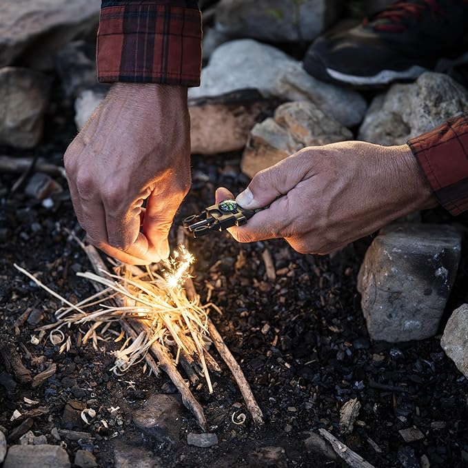 SURVIVE Paracord Bracelet, Pack of 2, Emergency Hiking Survival Kit Fire Starter Compass Whistle, 3 Wrist Sizes: Small Medium Large, 8.5-10 ft Continuous Strand Flint Steel Scraper 5 in 1