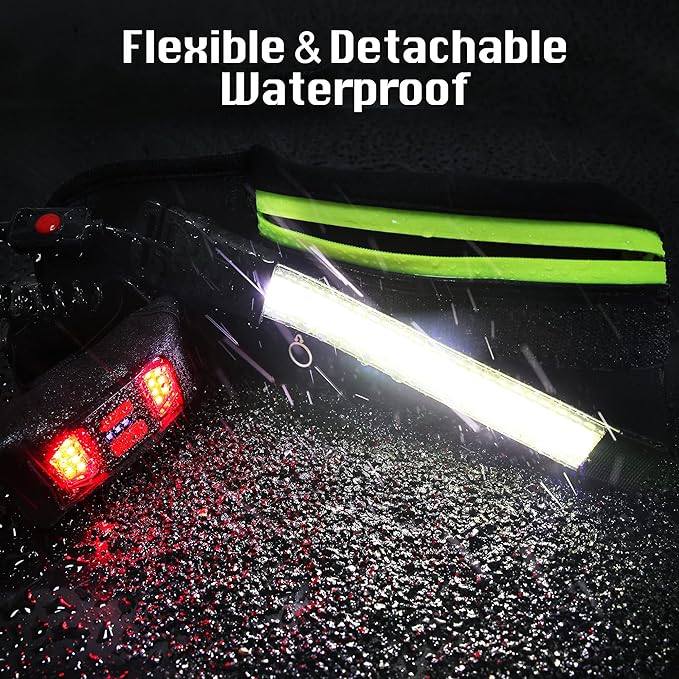 Running Light, 1000Lumens Running Belt Running Gear with 230°Rechargeable Night Running Light for Phone Waist Bag Light with Water Bottle Holder Slim Running Belt for Runners Sports Jogging Walking