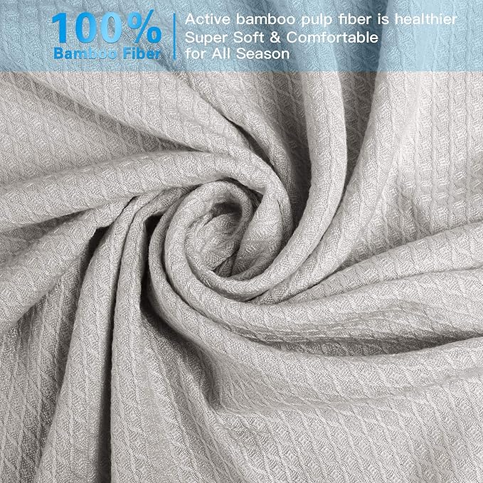 AmyHomie Cooling Blanket, 100% Rayon Derived from Bamboo, Cool Summer Blanket for Hot Sleepers, Soft Comfy Lightweight Blankets for All Seasons(Light Gray, 59×79in)