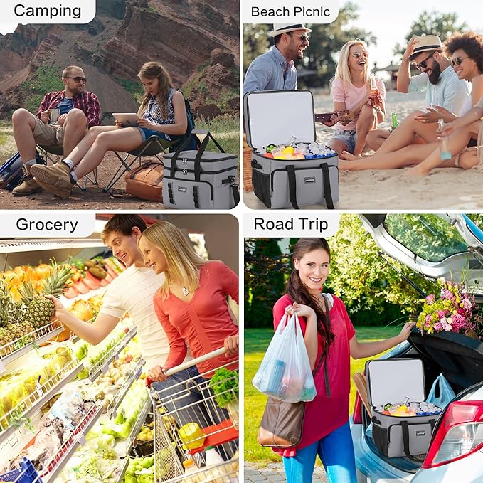 Insulated Soft Cooler Bag, Large Ice Coolers Soft Sided Ice Chest for Beach, Collapsible and Portable