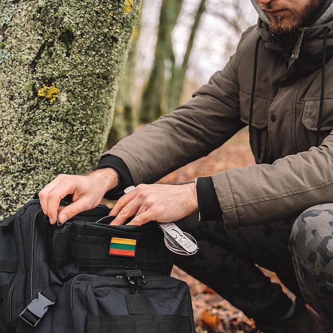 German cutlery set 4 pieces Eating utensils military style spoon fork knife kit flatware multi-tool Camping bottle can opener stainless steel NEW