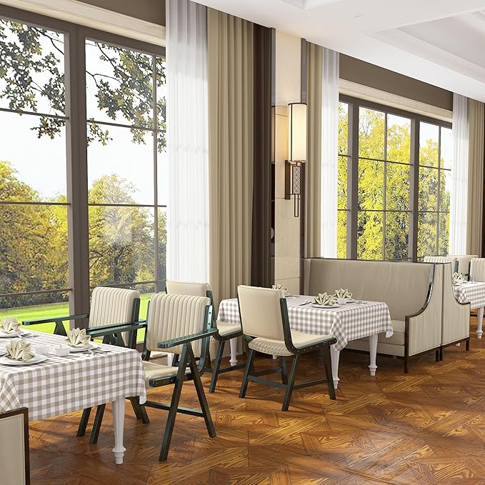 misaya Rectangle Waterproof Vinyl Table Cloth, Buffalo Flannel Backed Tablecloth, Wipeable Plastic Table Cover for Dinner, Kitchen, Outdoor (52" x 70", Khaki and White)