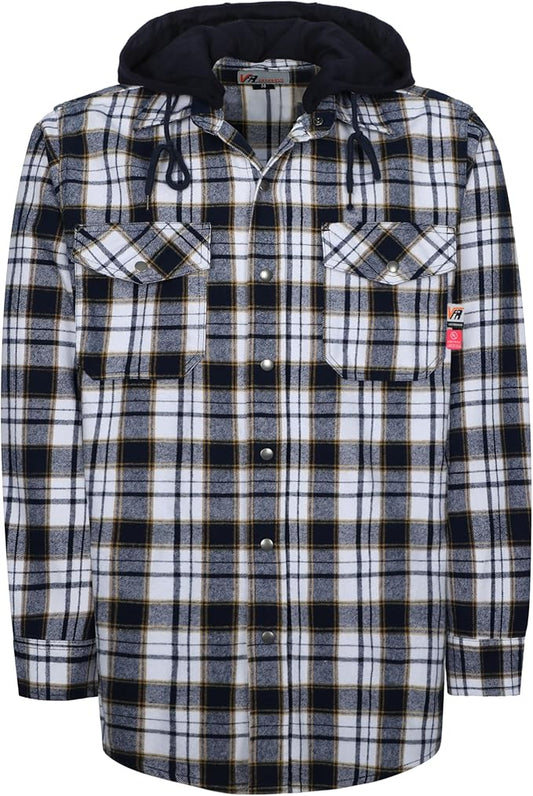VATRENUS FR Shirts for Men Plaid Flannel Jacket 8.5oz Heavyweight Flame Resistant Welding Shirt