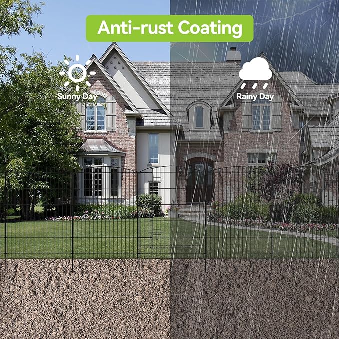 INJOPEXI Decorative Garden Fence 6 Panels 13ft (L)×36in (H) Animal Barrier Fences with 5 Panels + 1 Gate, No Dig Garden Fencing Rustproof Metal Wire Temporary Rabbit Dog Fence for Patio Outdoor Yard