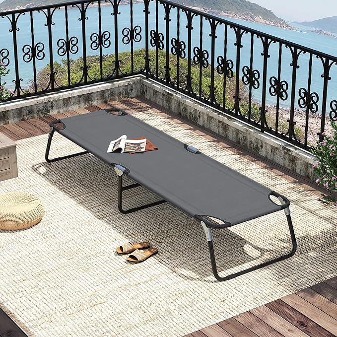 Goplus Folding Camping Cot, Heavy Duty Collapsible Foldable Camping Bed for Adults Kids with Non-Slip Foot Pad, Indoor Outdoor Portable Sleeping Cot for Hiking, Camping, Fishing