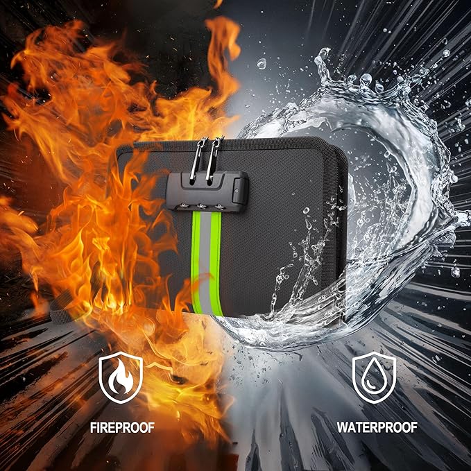Fire Proof Money Bag for Cash,Money Bag with Lock and Zipper,Safe Fireproof Waterproof,Suitable for Cash, Mobile Phones, Keys, Credit Cards