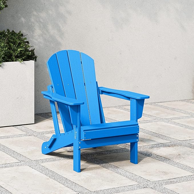 WestinTrends Malibu HDPE Outdoor Patio Folding Poly Adirondack Chair, Pacific Blue