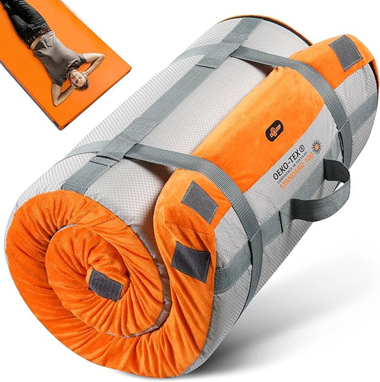 3 Inch GAIALOOP Thick Memory Foam Camping Mattress Sleeping Pad [Car/Tent/Cot] Glamping Portable Floor Mat Roll Up Futon Mattress for Guests Sleepover