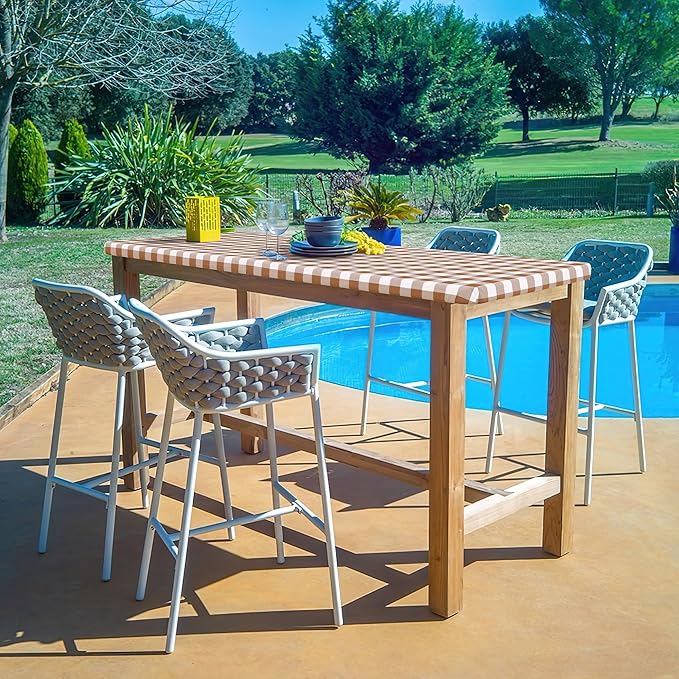 misaya Buffalo Rectangle Picnic Tablecloth, 8 Foot Elastic Fitted Vinyl Table Cloth with Flannel Backing, Waterproof Plaid Table Covers for Dining, Camping, Outdoor (Brown and White, 30" x 96")