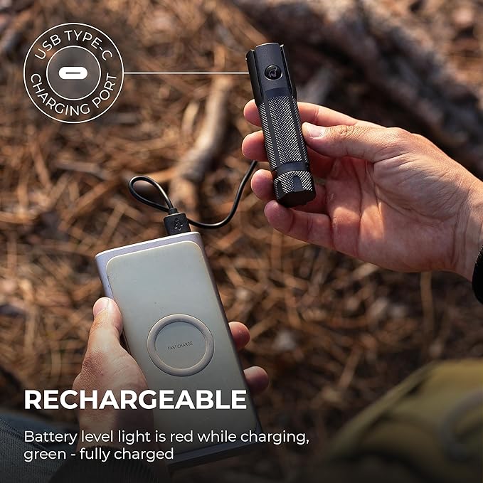 LED Rechargeable Flashlight - Super Bright 1250 High Lumens Flashlight, Waterproof IP68 Small Compact Pocket Tactical Flashlight for Home, Emergency, Rescue, Camping, Gifts for Men Platinum Grey