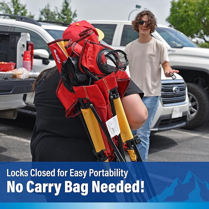 Kijaro Dual Lock Pro Sports Fan Folding Chair, 26" L x 35.5" W x 37" H, Kansas City Chiefs