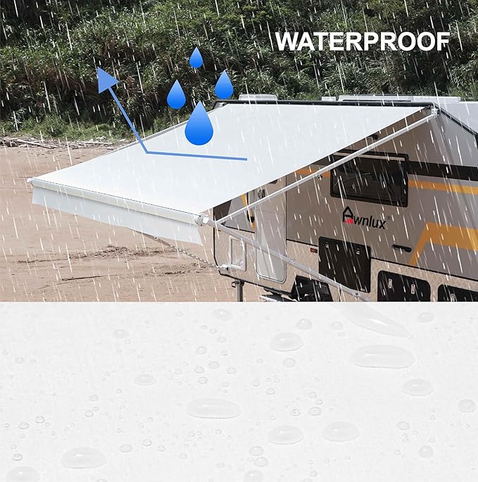 AWNLUX-RV Awning Fabric Replacement - Heavy Duty Weatherproof 4-Ply Vinyl Camper Awning Fabric - Universal Outdoor Canopy for Camper, Trailer, and Motorhome Awnings - Solid White - 20' (Fabric 19'2")