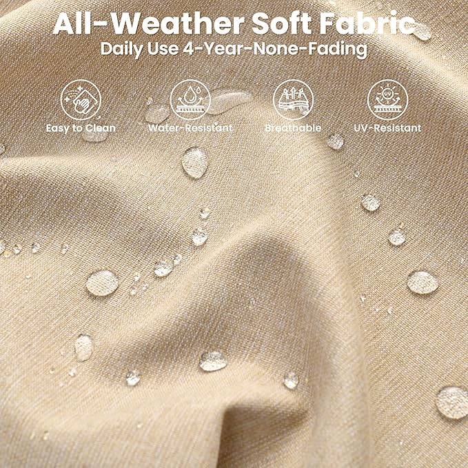 ovios 7 Pieces Patio Furniture Set with 42" Fire Pit Table, Outdoor Wicker Sofa with Swivel Chairs, All Weather High Back Rattan Couch Conversation Set, Beige