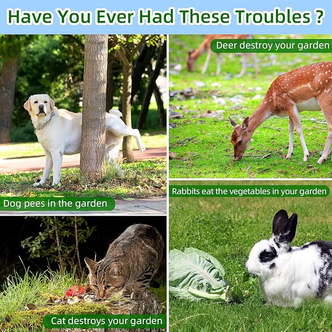 2025 Upgraded Solar Ultrasonic Animal Repeller Outdoor Cat Repellent Deer Repellent Devices with USB Charge, Animal Deterrent Device for Rabbit Raccoon Dog Squirrel Rodent Skunk for Yard Garden,4 Pcs