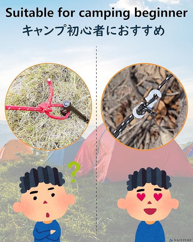 Rope Tensioner Aluminum Alloy Camping Tent Guyline Cord Adjuster Camping of Gear for Camping, Hiking, Backpacking Ultralight Tent Stakes Guy Lines (Sliver, 20 Pack)