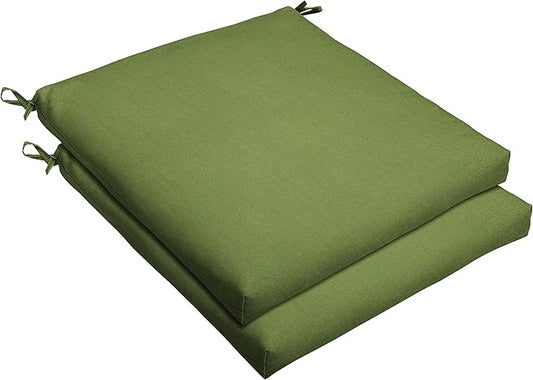 Sorra Home Sunbrella Bristol Square Chair Cushion (Set of 2) - Fade & Water Resistant, Outdoor & Indoor Patio Seat Cushion with Plush Foam - Spectrum Cilantro (20" x 20" x 2.5")